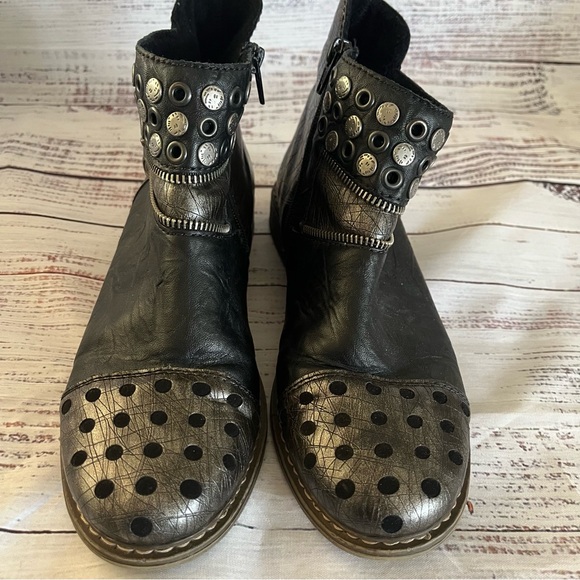 Rieker Ankle Side Zip Bootie Boots Studded Metallic Women's Size 8 EUR 39 - Picture 6 of 11